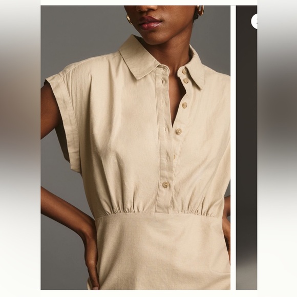 Cap Sleeve V Neck Ruched Slim Midi Dress - Picture 4 of 5